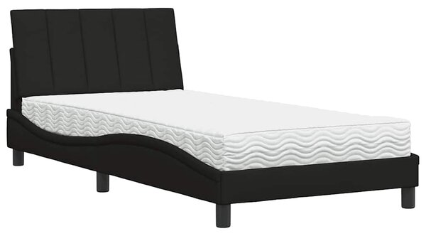 Krevet s madracem Hanko crni 100 x 200 cm od tkanine - Crna / 100 x 200 cm