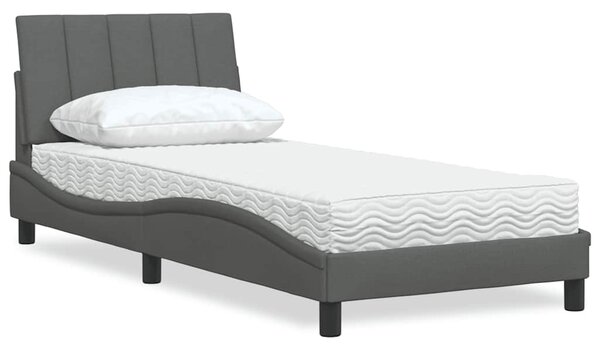 Krevet s madracem Hanko tamnosivi 90x200 cm od tkanine - Siva / 90 x 200 cm