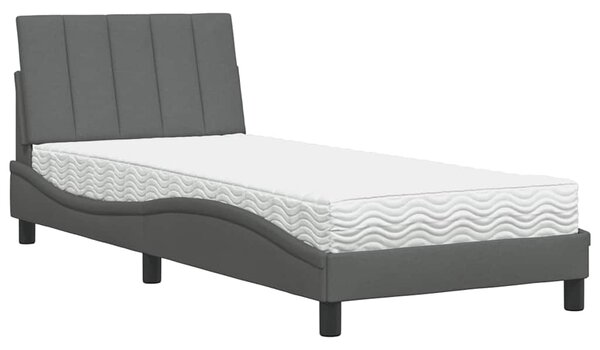 Krevet s madracem Hanko tamnosivi 90x200 cm od tkanine - Siva / 90 x 200 cm