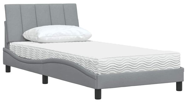 Krevet s madracem Hanko svjetlosivi 100x200 cm od tkanine - Siva / 100 x 200 cm