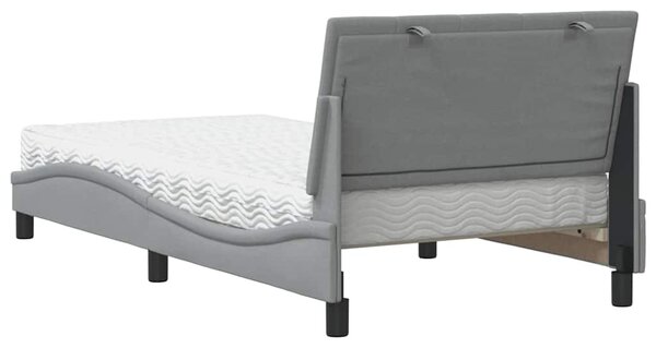 Krevet s madracem Hanko svjetlosivi 100x200 cm od tkanine - Siva / 100 x 200 cm