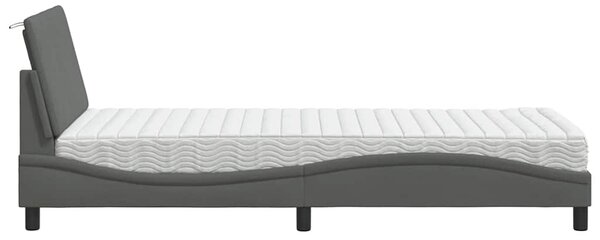 Krevet s madracem Hanko tamnosivi 90x200 cm od tkanine - Siva / 90 x 200 cm