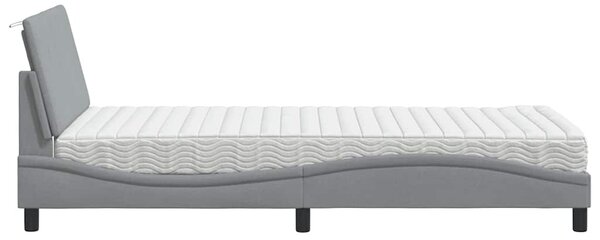 Krevet s madracem Hanko svjetlosivi 100x200 cm od tkanine - Siva / 100 x 200 cm