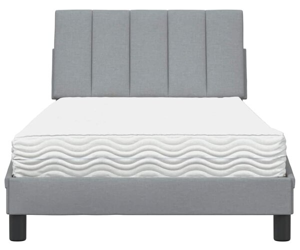 Krevet s madracem Hanko svjetlosivi 100x200 cm od tkanine - Siva / 100 x 200 cm