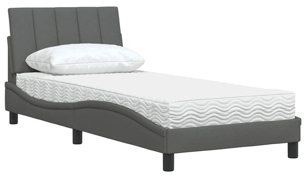 Krevet s madracem Hanko tamnosivi 90x200 cm od tkanine - Siva / 90 x 200 cm