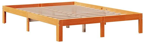 Krevet s regalom za knjige bez madraca 135 x 190 cm od borovine - Smeđa / 135 x 190 cm