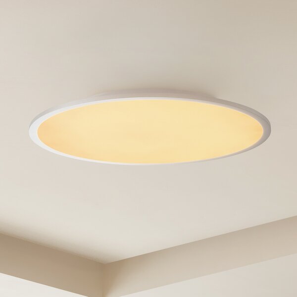 Lindby LED stropna svjetiljka Narima, CCT, Ø 60 cm, srebrna, prigušiva, Sivo, Kuhinja, Plastika