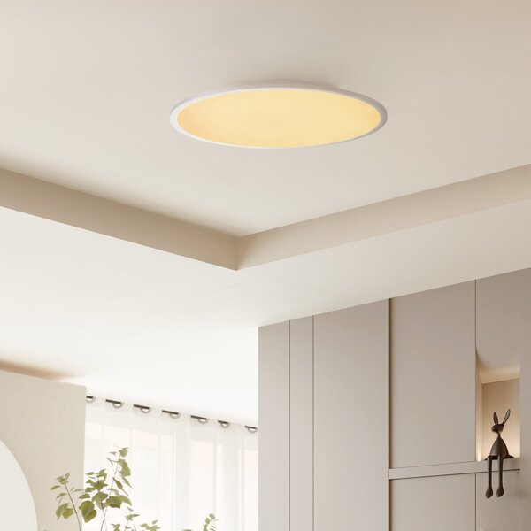Lindby LED stropna svjetiljka Narima, CCT, Ø 60 cm, srebrna, prigušiva, Sivo, Kuhinja, Plastika