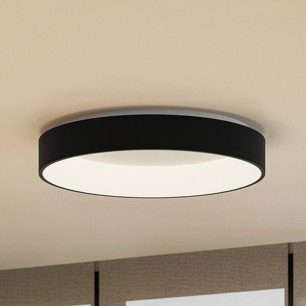 Arcchio LED stropna svjetiljka Aleksi, Ø 60cm, crna, metal, CCT, prigušiva, Crno, Kuhinja, Metal