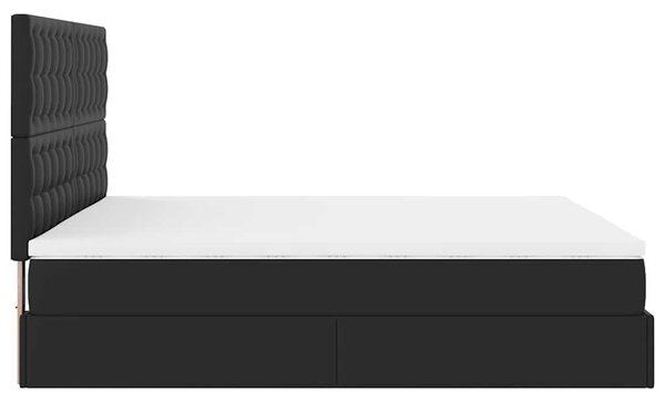 Otomanski okvir kreveta s madracem crni 180x200cm umjetna koža - Crna / 180 x 200 cm