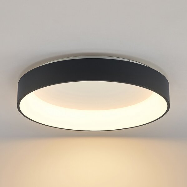 Arcchio LED stropna svjetiljka Aleksi, Ø 60cm, crna, metal, CCT, prigušiva, Crno, Kuhinja, Metal