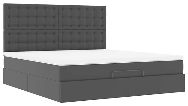 Otomanski okvir kreveta s madracem crni 180x200cm umjetna koža - Crna / 180 x 200 cm