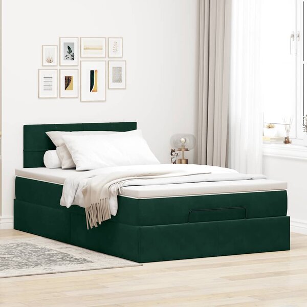 Otomanski krevet s madraca tamnozeleni 120x190 cm baršunasti - Zelena / 120 x 190 cm