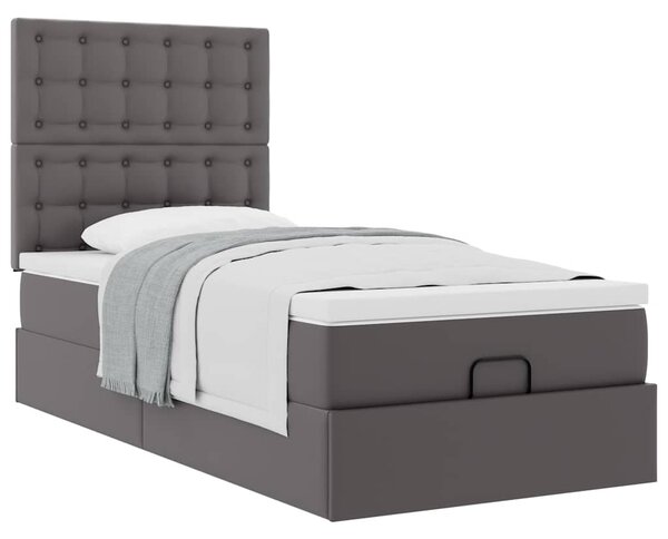Otomanski krevet s madracem sivi 80x200cm umjetna koža - Siva / 80 x 200 cm