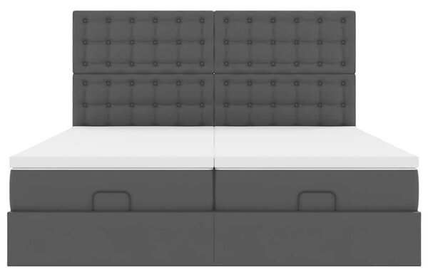 Otomanski okvir kreveta s madracima crni 180x200cm umjetna koža - Crna / 180 x 200 cm