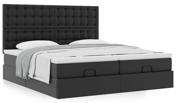 Otomanski okvir kreveta s madracima crni 180x200cm umjetna koža - Crna / 180 x 200 cm