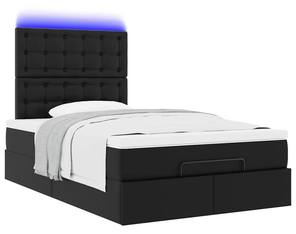Otomanski okvir kreveta s madracem crni 120x190cm umjetna koža - Crna / 120 x 190