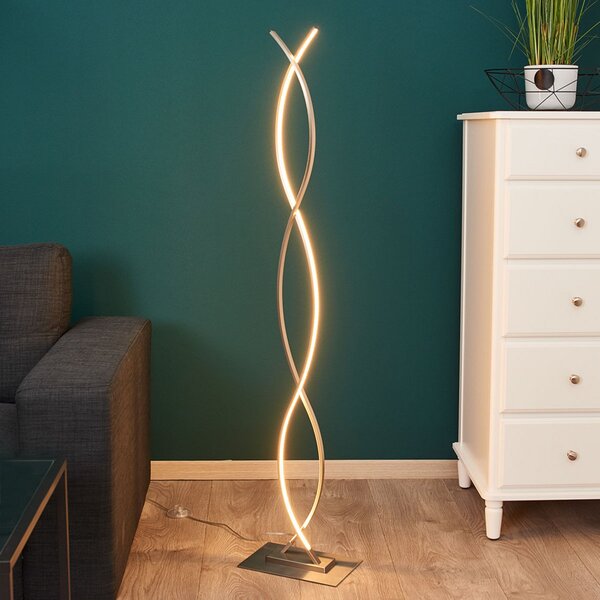 Lindby Zakrivljena LED podna lampa Bobi, Metalik, Dnevni boravak/blagovaonica, Aluminij
