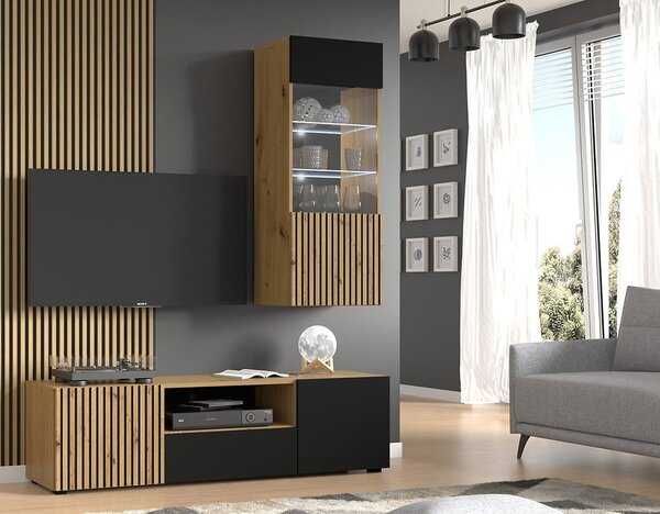 Set za dnevni boravak Aurella A (crna + hrast artisan)