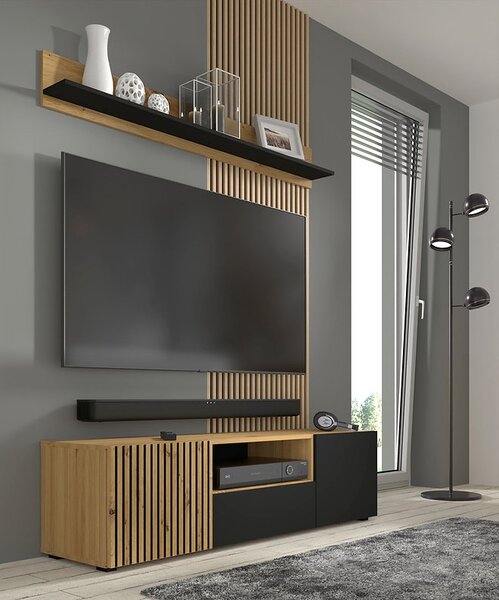Set za dnevni boravak Aurella A (crna + hrast artisan)