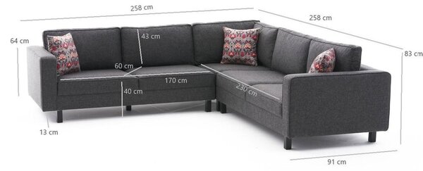 Atelier Del Sofa Kutna garnitura KALE LINEN, antracit, Kale Linen - Anthracite