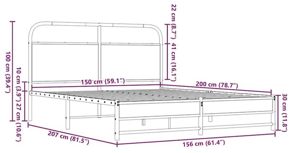 Okvir kreveta bez madraca smeđa boja hrasta 150x200 cm drveni - Smeđa / 150 x 200 cm