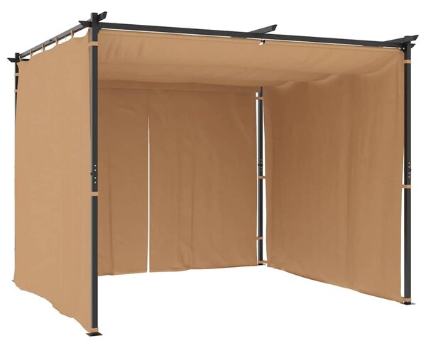 Sjenica sa zastorima 3 x 3 m smeđe-siva čelična - Tupe / 3 x 3 m