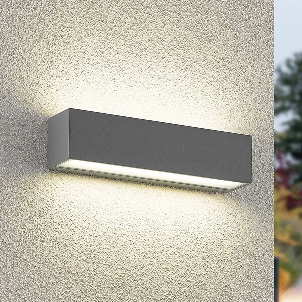 Arcchio LED vanjska zidna svjetiljka Lengo, 25 cm, 2 žarulje, siva, CCT, Sivo, Aluminij