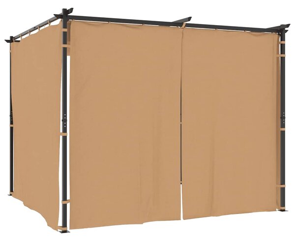 Sjenica sa zastorima 3 x 3 m smeđe-siva čelična - Tupe / 3 x 3 m