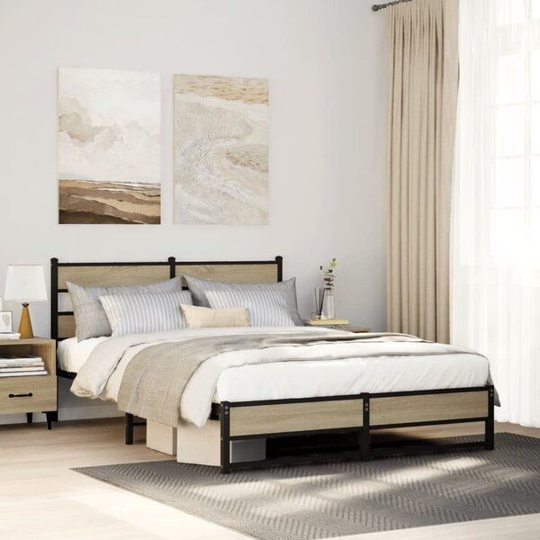 Metalni okvir kreveta bez madraca boja hrasta sonome 135x190 cm - Smeđa / 135 x 190 cm