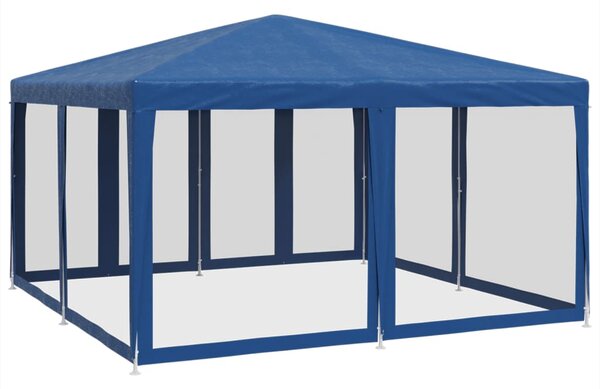 Šator za zabave s 8 mrežasta bočna zida plavi 4 x 4 m HDPE - Plava / 4 x 4 m
