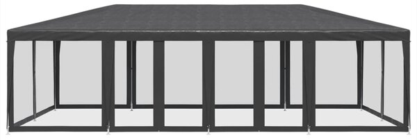 Šator za zabave 12 mrežastih bočnih zidova antracit 8x4 m HDPE - Antracitno siva / 8 x 4 m