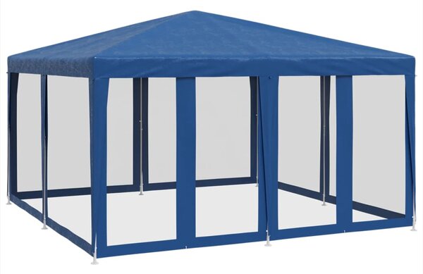 Šator za zabave s 8 mrežasta bočna zida plavi 4 x 4 m HDPE - Plava / 4 x 4 m