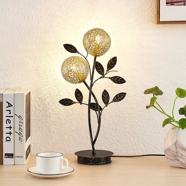 Lucande stolna lampa Evory, 48 cm, 2 žarulje, crna/zlatna, G9, Crno, Dnevni boravak/blagovaonica, Metal