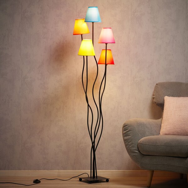 Näve Tekstilna podna lampa Colori 5 žarulja šarena, Dnevni boravak/blagovaonica, Tkanina / tekstil
