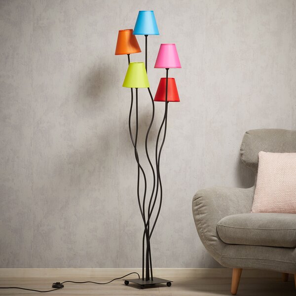 Näve Tekstilna podna lampa Colori 5 žarulja šarena, Dnevni boravak/blagovaonica, Tkanina / tekstil