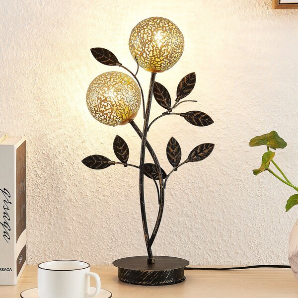 Lucande stolna lampa Evory, 48 cm, 2 žarulje, crna/zlatna, G9, Crno, Dnevni boravak/blagovaonica, Metal