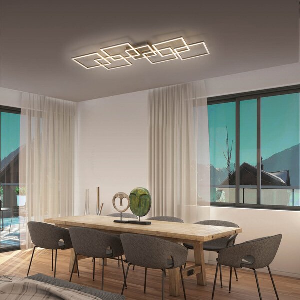 Q-Smart-Home Paul Neuhaus Q-INIGO LED stropna svjetiljka 107 cm, prigušiva, Sivo, Dnevni boravak/blagovaonica, Metal