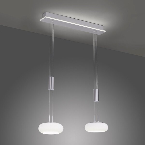 Q-Smart-Home Paul Neuhaus Q-ETIENNE LED viseća svjetiljka, 2 žarulje, prigušiva, Sivo, Dnevni boravak/blagovaonica, Metal