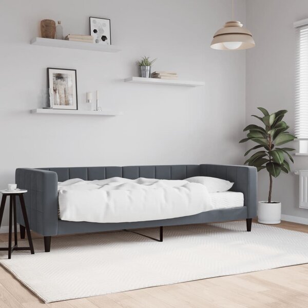 Dnevni krevet s madracem tamnosivi 80 x 200 cm baršunasti - Siva / 80 x 200 cm
