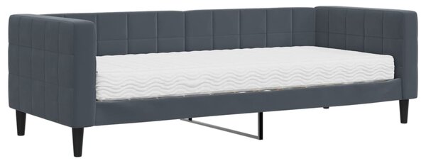 Dnevni krevet s madracem tamnosivi 80 x 200 cm baršunasti - Siva / 80 x 200 cm
