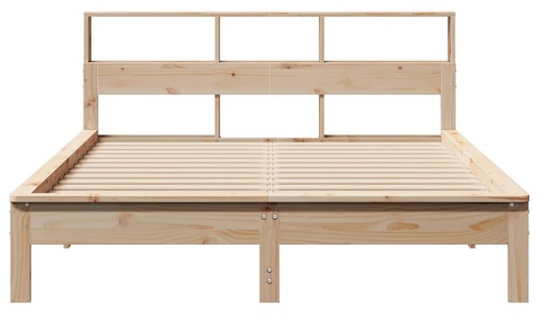 Krevet s regalom za knjige bez madraca 120x200 cm od borovine - Smeđa / 120 x 200 cm