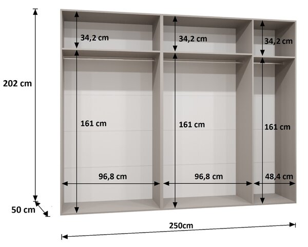 Zondo.hr Ormar za garderobu 250 cm Mirabella 1 (bijela + crna). Akcija -21%. 1126371