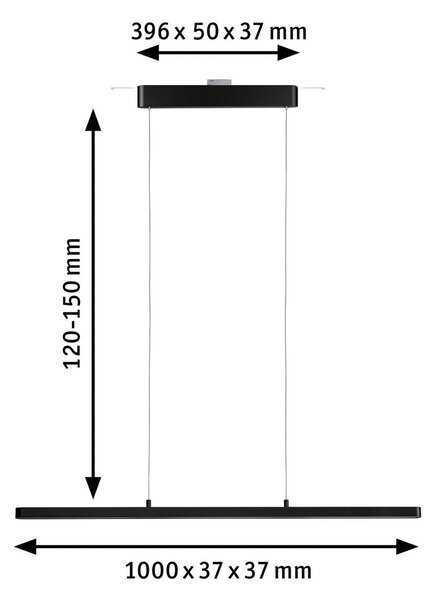 Paulmann URail Lento LED visilica, mat crna, prigušiva, Crno, Dnevni boravak/blagovaonica, Metal