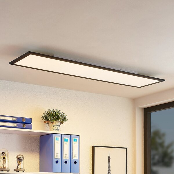 Lindby LED panel Nelios, 120 x 30 cm, 4000K, crni, metal, Crno, Kuhinja, Plastika