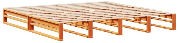 Krevet s regalom za knjige bez madraca 200x200 cm masivno drvo - Smeđa / 200 x 200 cm