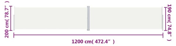 Uvlačiva bočna tenda krem 200 x 1200 cm - Krema / 200 x 1200 cm