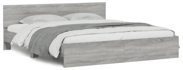 Okvir kreveta s uzglavljem boja sivog hrasta sonome 160x200 cm - Siva / 160 x 200 cm