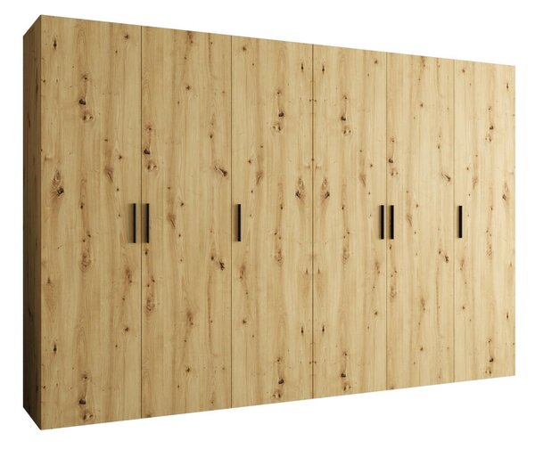 Ormar za garderobu 300 cm Borry 1 (hrast artisan + crna)