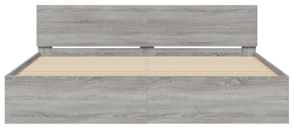 Okvir kreveta s uzglavljem boja sivog hrasta sonome 160x200 cm - Siva / 160 x 200 cm
